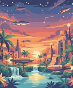 Vintage Tropical Starport Dusk Paint By Numbers
