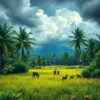 Vintage Tropical Storm Pasture paint by numbers