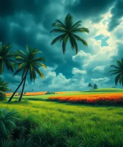 Vintage Tropical Storm Pasture Paint By Numbers