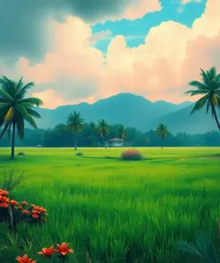 Vintage Tropical Storm Pasture Paint by Numbers