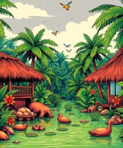 Vintage Tropical Swamp Comic Paint By Numbers