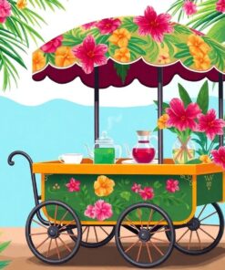 Vintage Tropical Tea Cart Paint By Numbers