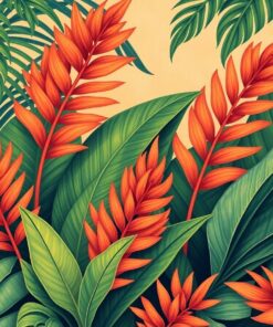 Vintage Tropical Terracotta Fronds Paint By Numbers
