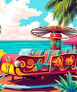 Vintage Tropical Thrill Ride Paint By Numbers