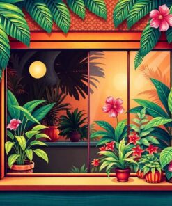 Vintage Tropical Ticket Window Paint By Numbers