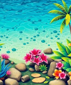 Vintage Tropical Tide Pool Paint By Numbers