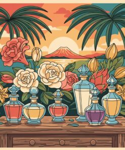 Vintage Tropical Tuberose Bottles Paint By Numbers