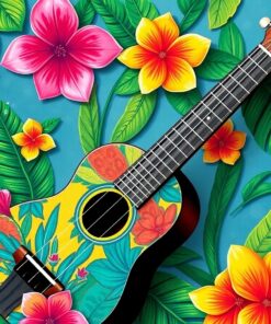 Vintage Tropical Ukulele Promo Paint By Numbers