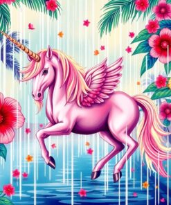 Vintage Tropical Unicorn Rain Paint By Numbers