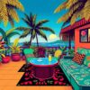 Vintage Tropical Vinyl Lounge Paint By Numbers