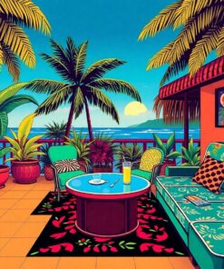 Vintage Tropical Vinyl Lounge Paint By Numbers