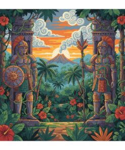 Vintage Tropical Warrior Pillars Paint By Numbers