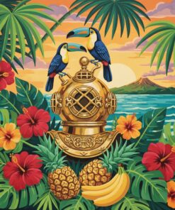 Vintage Tropical Watch Bell Paint By Numbers