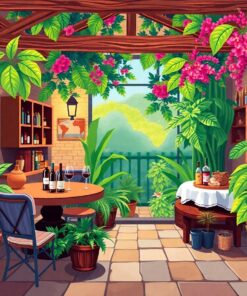 Vintage Tropical Wine Room Paint By Numbers