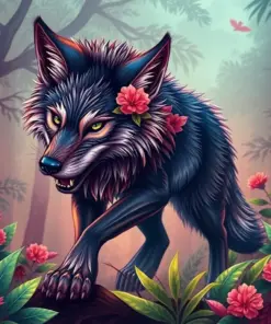 Vintage Tropical Wolf Prowl paint by numbers