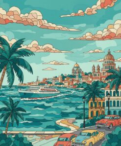 Vintage Turquoise Havana Cruise Paint By Numbers