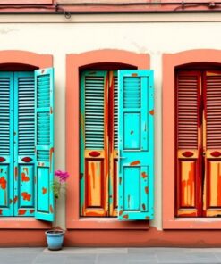 Vintage Turquoise Havana Shutters Paint By Numbers