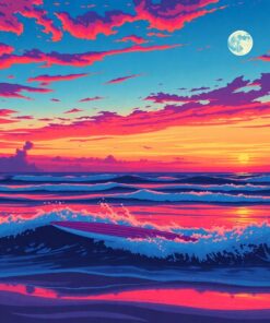 Vintage Twilight Surf Screen Paint By Numbers