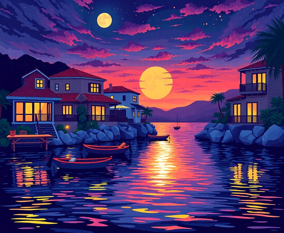 vintage-twilight-water-villas-paint-by-numbers-kit