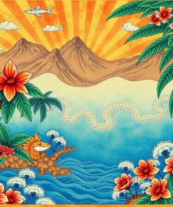 Vintage Ukiyo Tropical Map Paint By Numbers