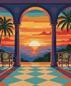 Vintage Veranda Arcade Sunset Paint By Numbers