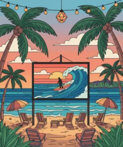 Vintage Waikiki Beach Cinema Paint By Numbers