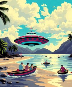 Vintage Waikiki Saucer Invasion Paint By Numbers