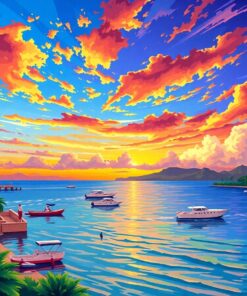 Vintage Waikiki Solstice Sky Paint By Numbers