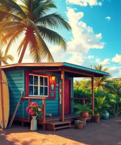 Vintage Waikiki Surf Shack Paint By Numbers