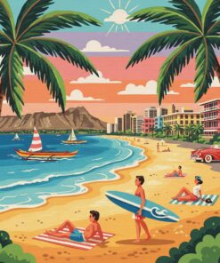 Vintage Waikiki Vinyl Paint By Numbers
