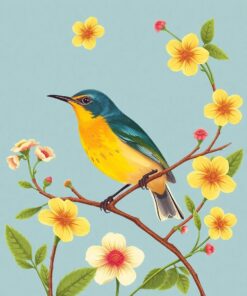 Warbler Botanical Paint Numbers