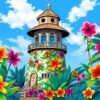Vintage Watchtower Tropical Bloom Paint By Numbers