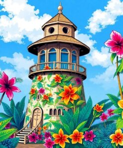 Vintage Watchtower Tropical Bloom Paint By Numbers