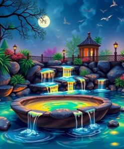 Vintage Waterfall Basin Glow Paint By Numbers
