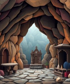 Vintage Weathered Cave Shrine Paint By Numbers