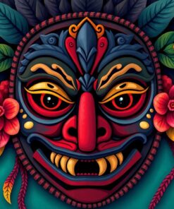 Vintage Weeping Polynesian Mask Paint By Numbers