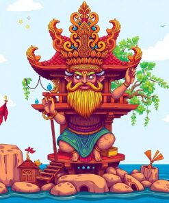 Vintage Wooden Island Deity Paint By Numbers