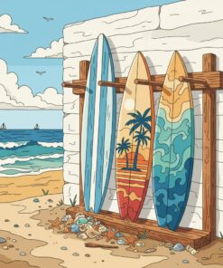 Vintage Wooden Surf Rack Paint By Numbers