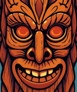 Vintage Wooden Tiki Faces Paint By Numbers