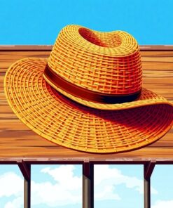 Vintage Woven Hat Billboard Paint By Numbers