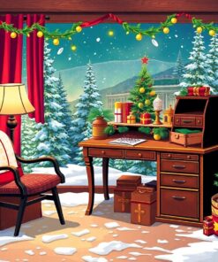 Vintage Yuletide Explorer Desk Paint By Numbers