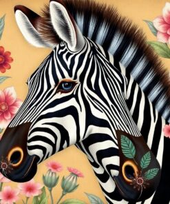 Vintage Zebra Botanical Portrait Paint By Numbers