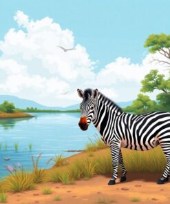 Vintage Zebra Riverbank Paint By Numbers