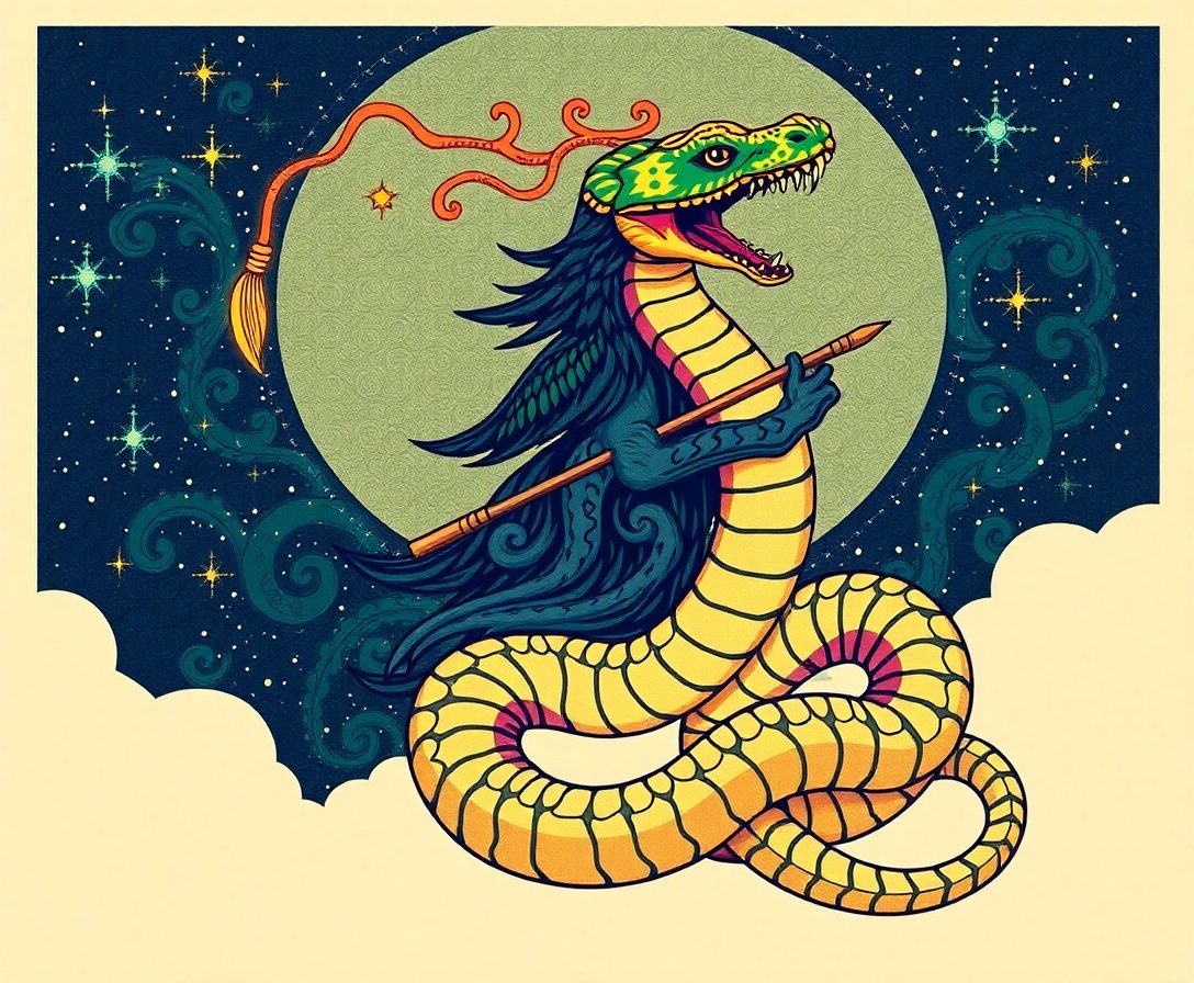 Vintage Zodiac Snake Bearer Paint By Numbers Kit - Ophiuchus completed