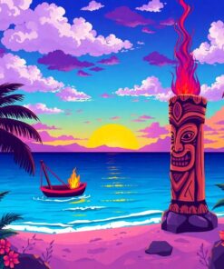Violet Horizon Tiki Fire Paint By Numbers