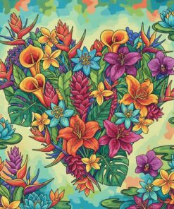 Vivid Tropical Lily Heart Paint By Numbers