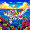 Vivid Tropical Reef Honu Paint By Numbers