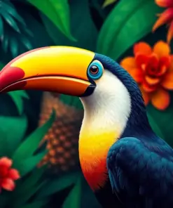 Vivid Tropical Toucan Profile paint by numbers