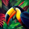 Vivid Tropical Toucan Profile paint by numbers