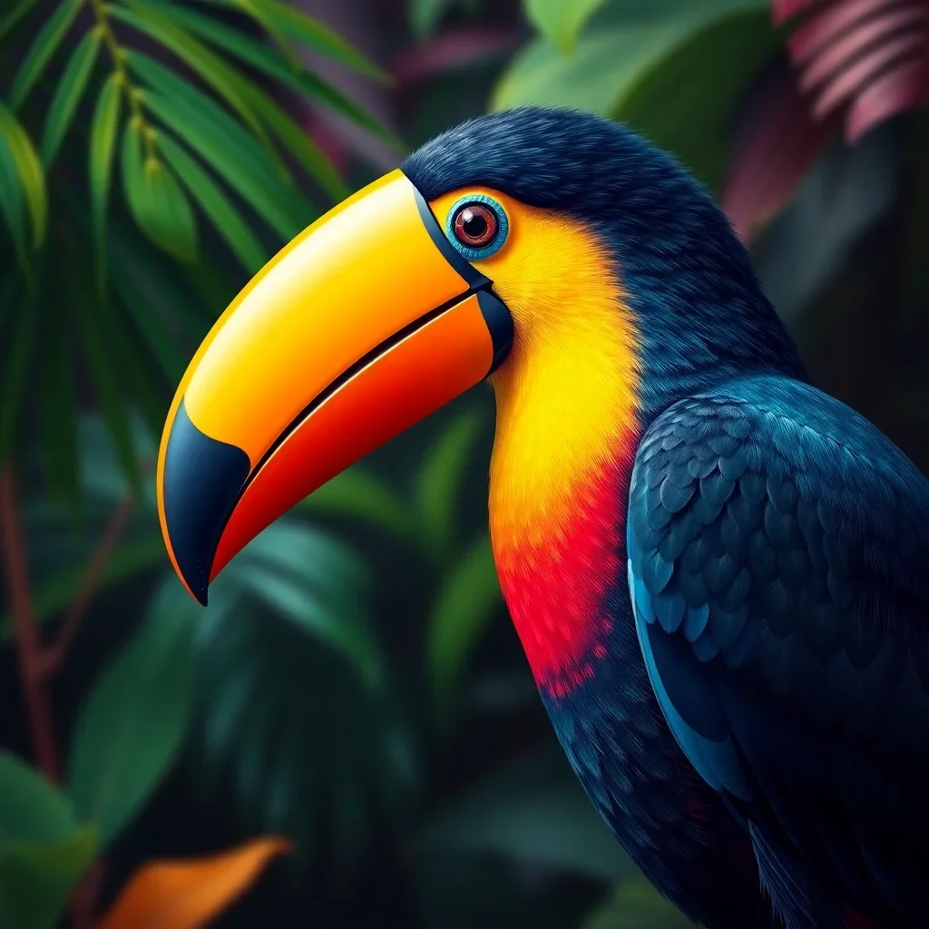 completed artwork display Vivid Tropical Toucan Profile Paint by Numbers